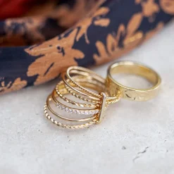Bague semainier plaqué or zirconias