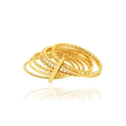 Bague semainier plaqué or zirconias