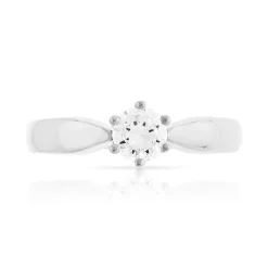 Bague Solitaire or 750 blanc diamant synthétique 0.40 carat