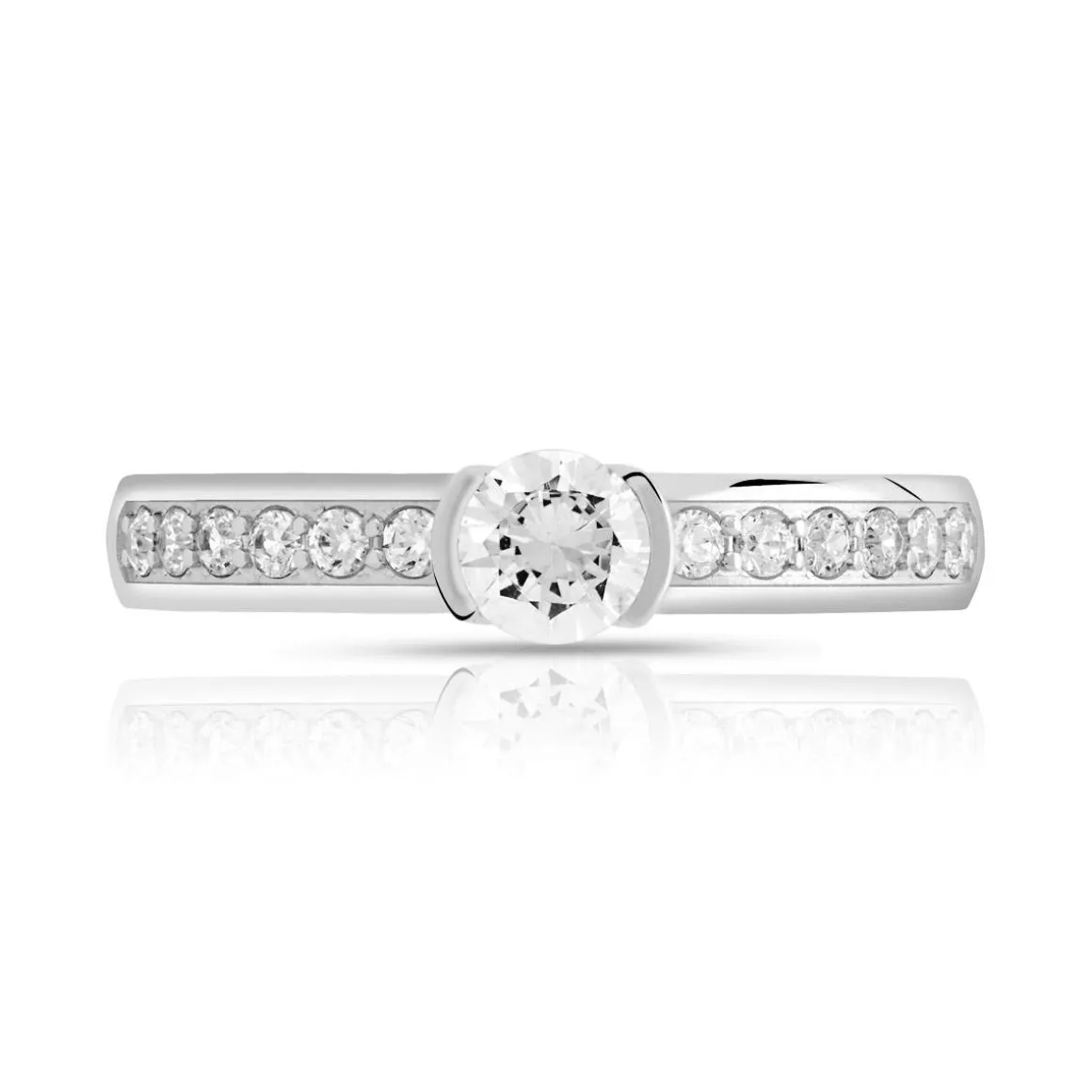 Bague solitaire or 750 blanc diamant 50/100e de carat