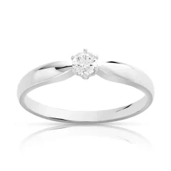 Bague Solitaire or 750 blanc diamant 0.15 ct