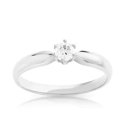 Bague Solitaire or 750 blanc diamant 0.20 carat
