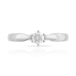 Bague solitaire or 750 blanc diamant 25/100e de carat