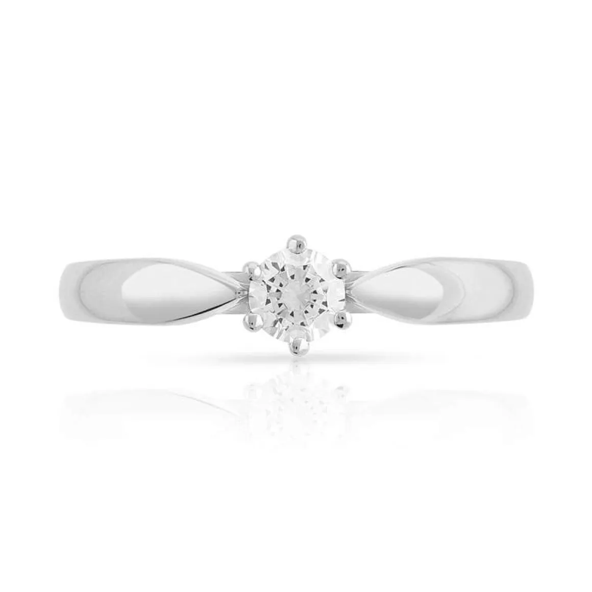 Bague solitaire or 750 blanc diamant 25/100e de carat