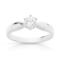 Bague solitaire or 750 blanc diamant 40/100e de carat