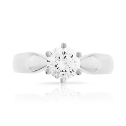 Bague Solitaire or 750 blanc diamant 0.70 ct