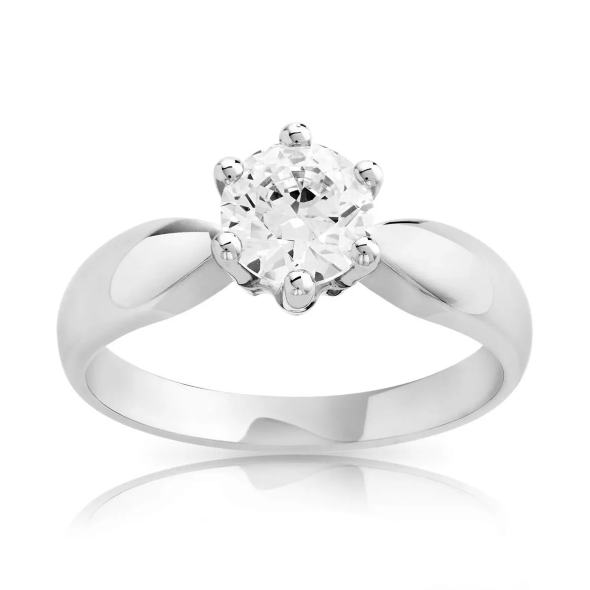 Bague Solitaire or 750 blanc diamant synthétique 0.80 carat