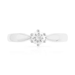 Bague solitaire or 750 blanc diamant 30/100e de carat