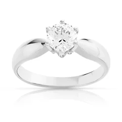 Bague solitaire or 750 blanc diamant 70/100e de carat