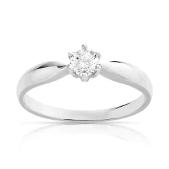 Bague solitaire or 750 blanc diamant 25/100e de carat