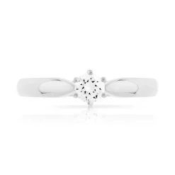 Bague solitaire or 750 blanc diamant 20/100e de carat
