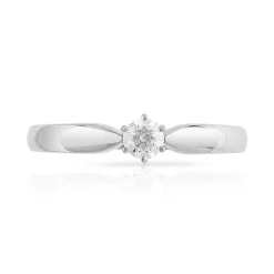 Bague solitaire or 750 blanc diamant 15/100e de carat