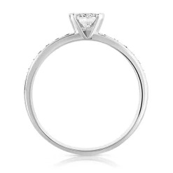 Bague solitaire or 750 blanc diamant 60/100e de carat