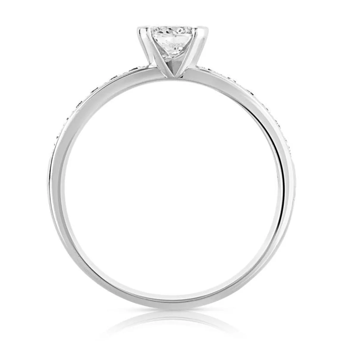 Bague solitaire or 750 blanc diamant 60/100e de carat