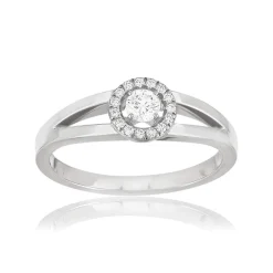 Bague solitaire or 750 blanc diamant