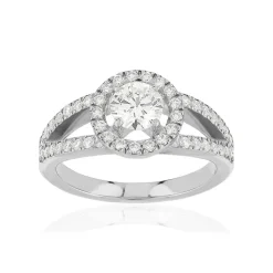 Bague solitaire or 750 blanc diamant