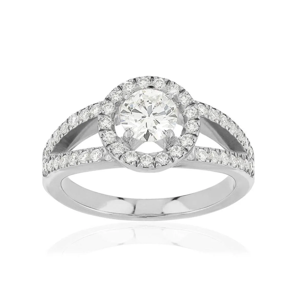 Bague solitaire or 750 blanc diamant