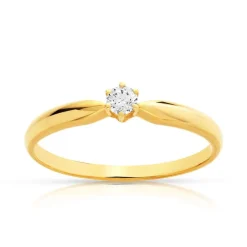 Bague solitaire or 750 diamant 10/100e de carat