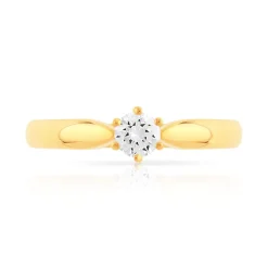 Bague solitaire or 750 diamant synthétique 0.20 carat