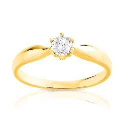 Bague solitaire or 750 diamant synthétique 0.25 carat