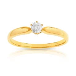 Bague solitaire or 750 diamant synthétique 0.15 carat