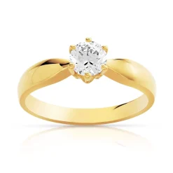 Bague solitaire or 750 diamant synthétique 0.50 carat