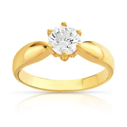 Bague solitaire or 750 diamant synthétique 0.80 carat