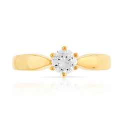 Bague solitaire or 750 diamant synthétique 0.40 carat