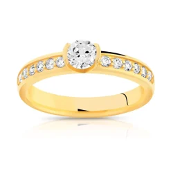 Bague solitaire or 750 jaune diamant 50/100e de carat