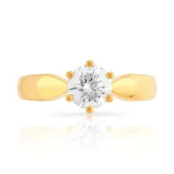 Bague solitaire or 750 jaune diamant 80/100e de carat