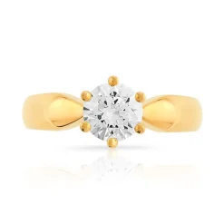 Bague solitaire or 750 jaune diamant 70/100e de carat
