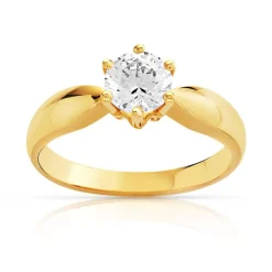 Bague solitaire or 750 jaune diamant 70/100e de carat