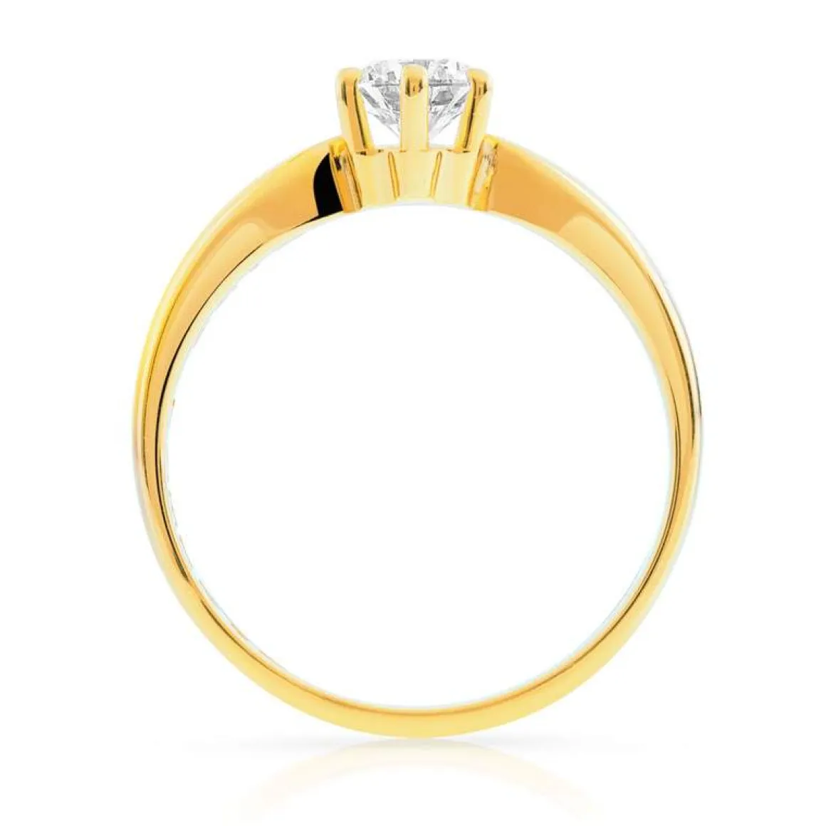 Bague solitaire or 750 jaune diamant 50/100e de carat
