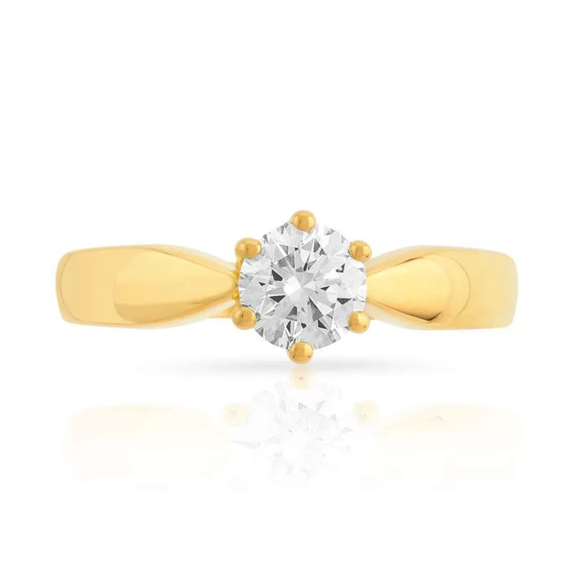 Bague solitaire or 750 jaune diamant 50/100e de carat