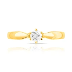 Bague solitaire or 750 jaune diamant 25/100e de carat