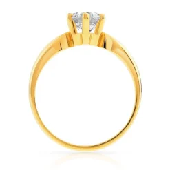 Bague solitaire or 750 jaune diamant 1 carat H/P1