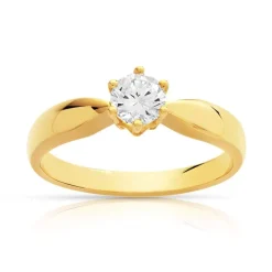 Bague solitaire or 750 jaune diamant 40/100e de carat