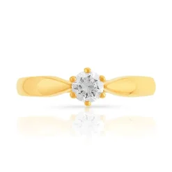Bague solitaire or 750 jaune diamant 30/100e de carat