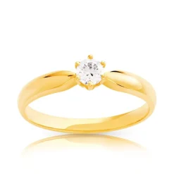 Bague solitaire or 750 jaune diamant 20/100e de carat