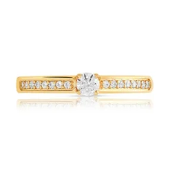 Bague solitaire or 750 jaune diamant 30/100e de cart