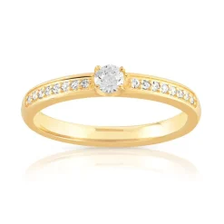 Bague solitaire or 750 jaune diamant 20/100e de carat