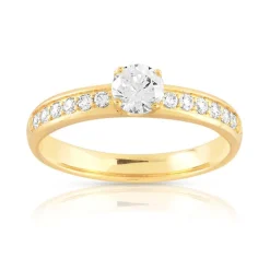 Bague solitaire or 750 jaune diamant 60/100e de carat