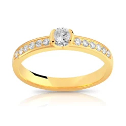 Bague solitaire or 750 jaune diamant 40/100e de carat
