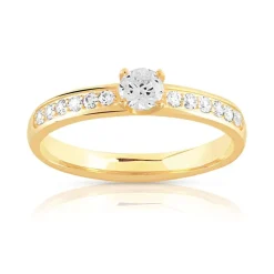 Bague solitaire or 750 jaune diamant 50/100e de carat