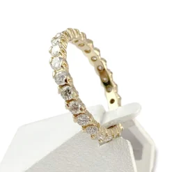 Bague tour complet d'occasion or 750 jaune diamants