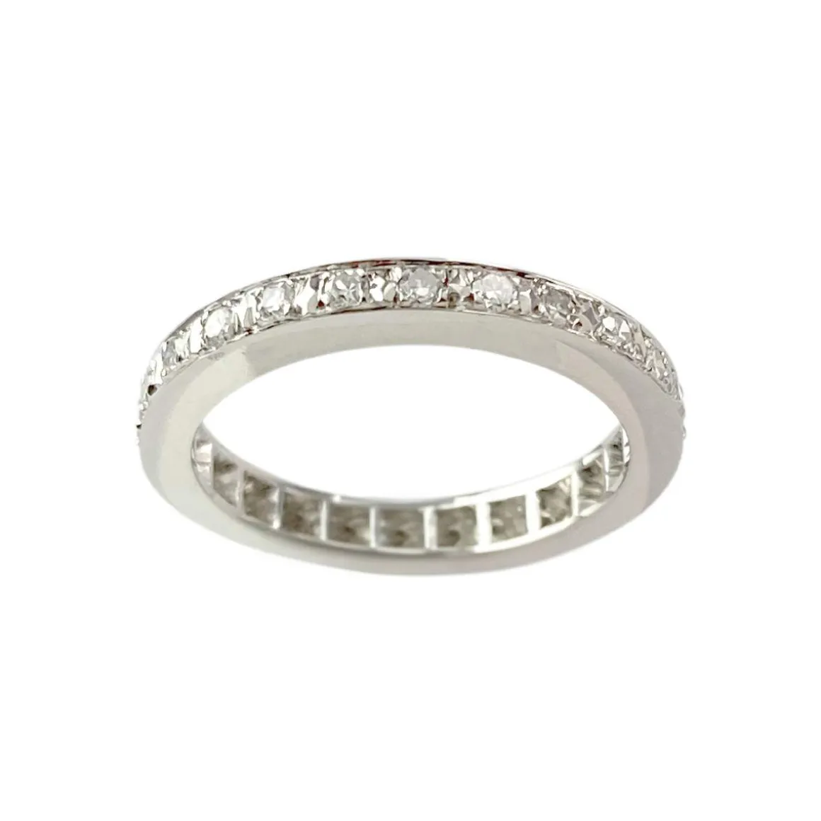 Bague tour complet d'occasion or 750 blanc diamants