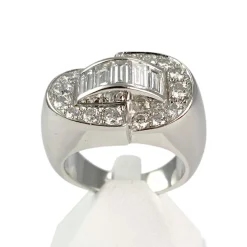 Bague Vintage d'occasion or 750 blanc diamants