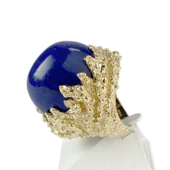 Bague Vintage d'occasion or 750 jaune lapis lazuli
