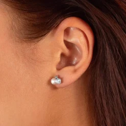 Boucles d'oreille argent 925 perles de culture de Chine et topazes bleues traitées