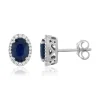Boucles d'oreille or 750 blanc saphir diamant